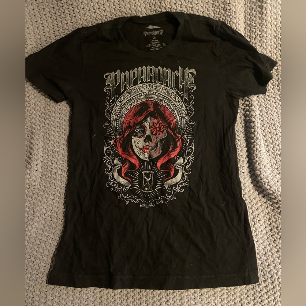 Black and red, paparoach shirt, band shirt. Vintage.